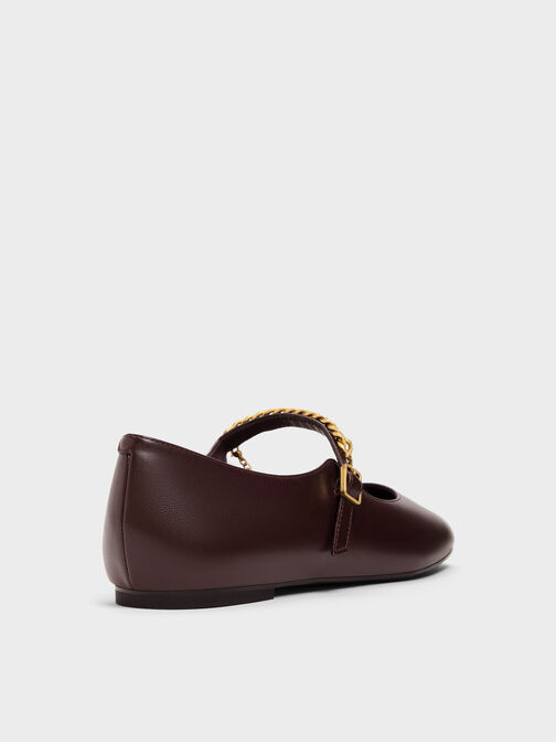 Double-Chain Charm Mary Jane Flats, Burgundy, hi-res