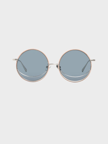نظارات شمسية بإطار دائري, أزرق, hi-res