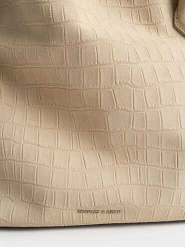 حقيبة دلفينا ذات السلسلة, بيج مخملي, hi-res