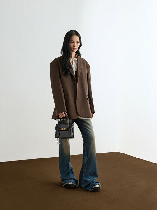 Mini Kerry Turn-Lock Tote Bag, Black, hi-res