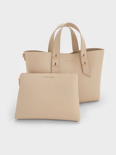 شنطة توت شانيا, بيج مخملي, hi-res