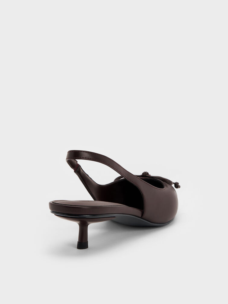 حذاء بكعب صغير مفتوح من الخلف مزين بفيونكة مكشكشة, برغندي, hi-res