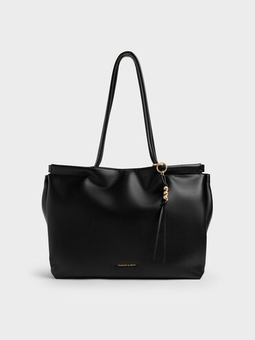 XL Zephyr Tassel Tote Bag, Black, hi-res