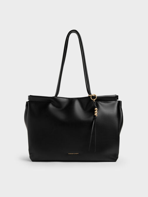 XL Zephyr Tassel Tote Bag, Black, hi-res