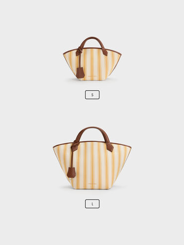 شنطة توت إيفانا كبيرة كانفاس مخططة, Butterscotch Yellow, hi-res