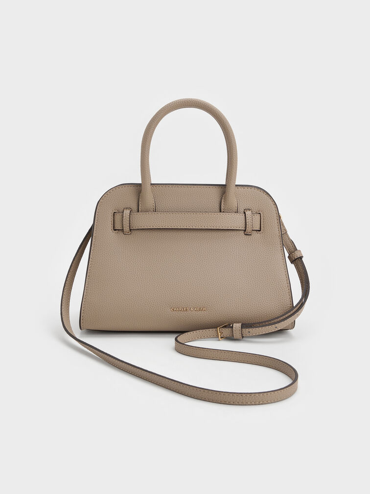 Aubrielle Belted Tote Bag, Taupe, hi-res