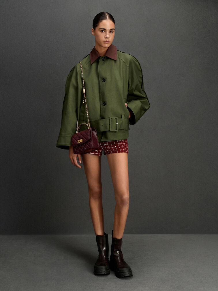 حقيبة يد مطبنة, أحمر توتي فاخر, hi-res