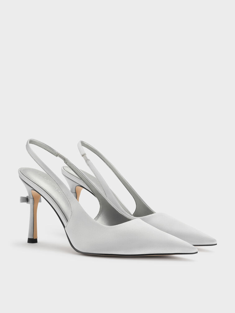 Brantley Bow Slingback Pumps, Grey, hi-res