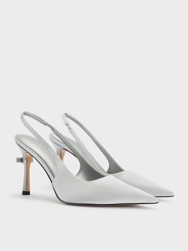 Brantley Bow Slingback Pumps, Grey, hi-res