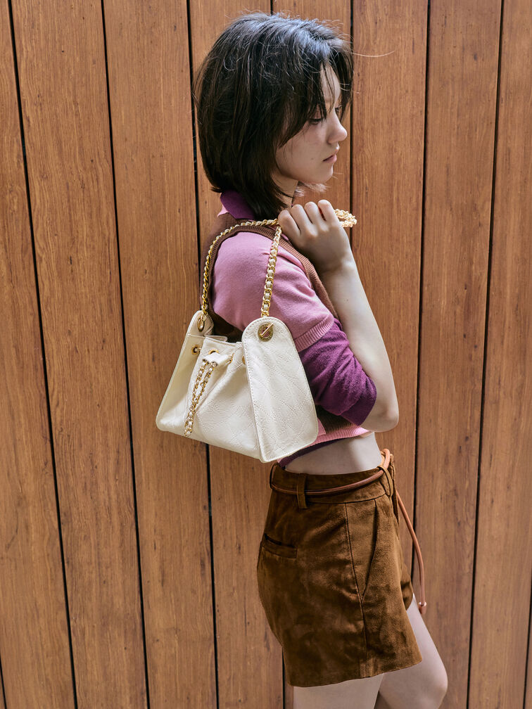 حقيبة باكيت ديو مبطنة برباط, كريمي, hi-res