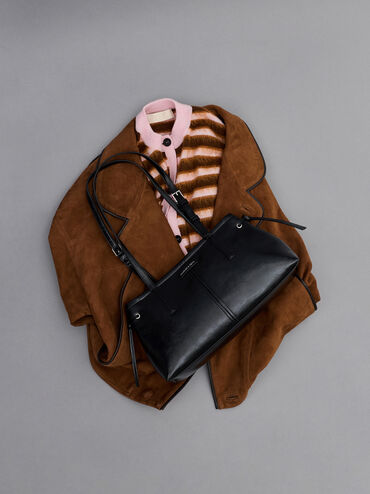 حقيبة كتف بحمالة طويلة, أسود كلاسيكي, hi-res