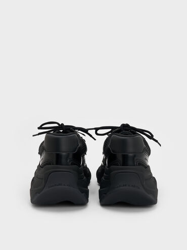 Gaskell Flower-Embellished Chunky Sneakers, Black, hi-res