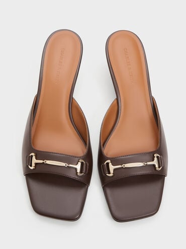 حذاء ميول إيرينا بكعب ويدج بتأثير ميتاليك, بني داكن, hi-res