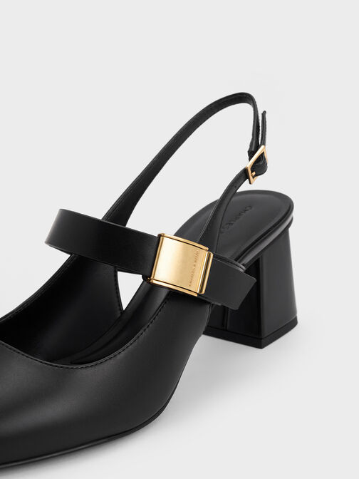 حذاء إيفيت بكعب وتصميم ماري جين مفتوح من الخلف, أسود, hi-res