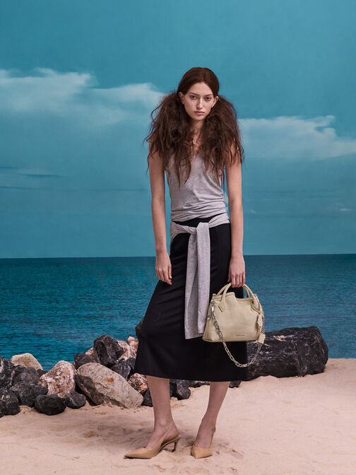 Mini Delfina Chain Tote Bag, Dusted Oat, hi-res