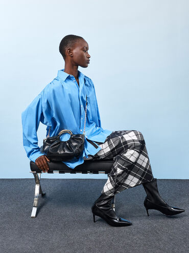 حقيبة حمل بمقبض معدني من سيارا, أسود, hi-res