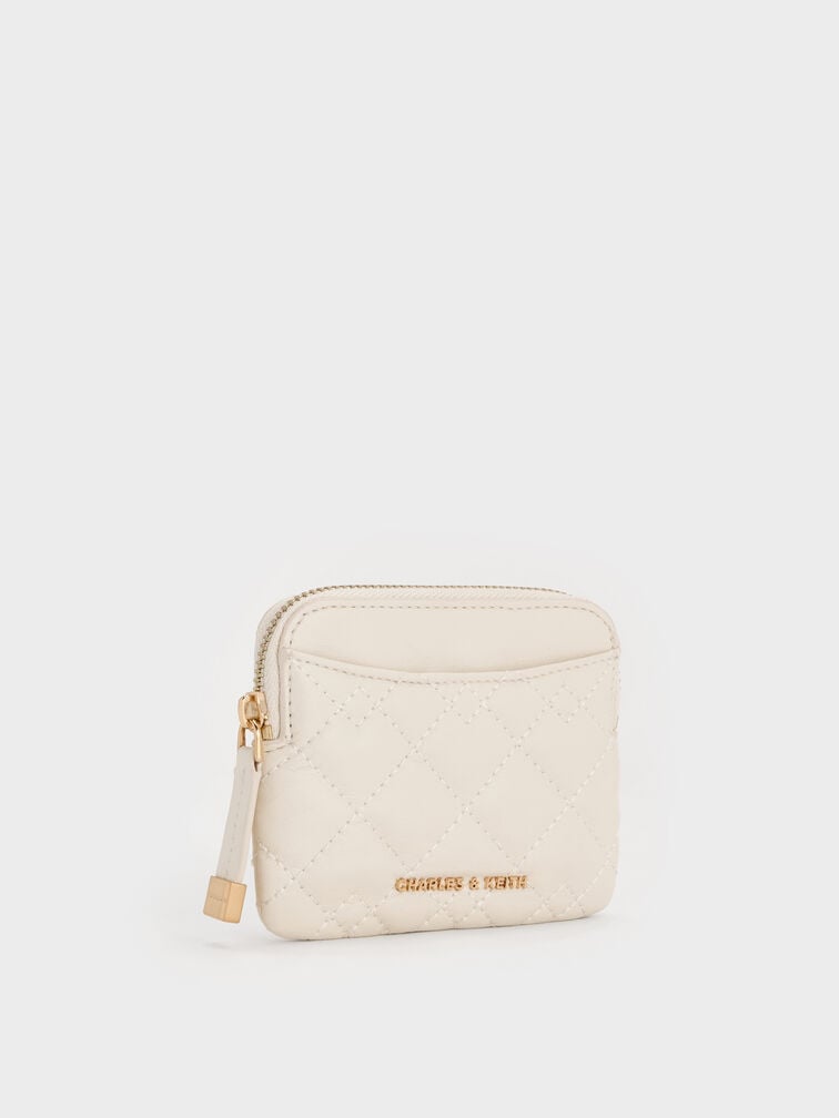 حامل بطاقات مبطن, كريمي, hi-res