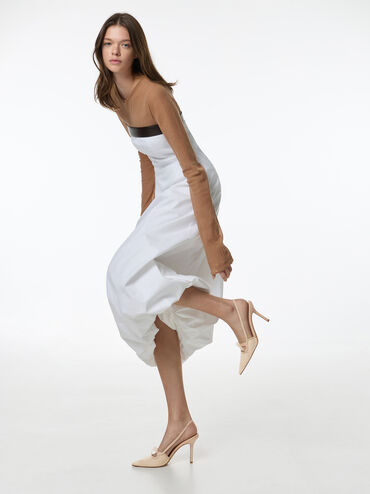 حذاء "فينيشيا" بسير خلفي ومقدمة مدببة من الشبك مع عقدة, لون البشرة الطبيعي, hi-res