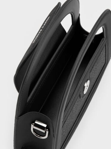 حقيبة إيست بمقبض علوي وتصميم لامع, أسود كلاسيكي, hi-res