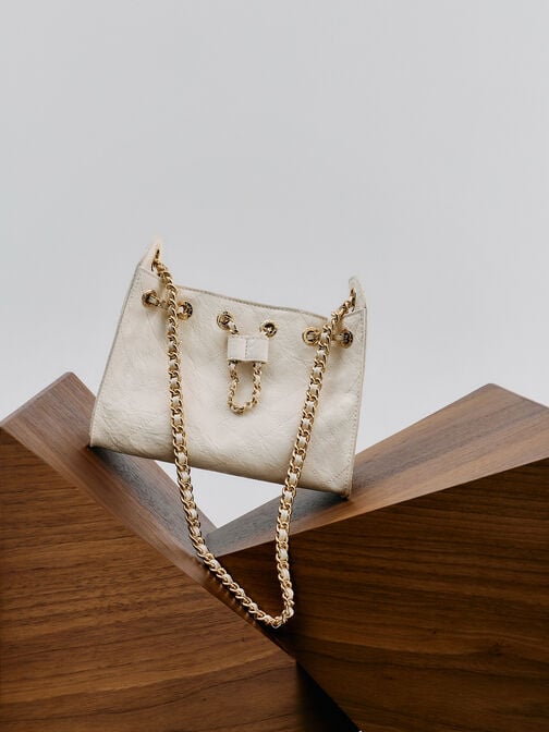 حقيبة باكيت ديو مبطنة برباط, كريمي, hi-res