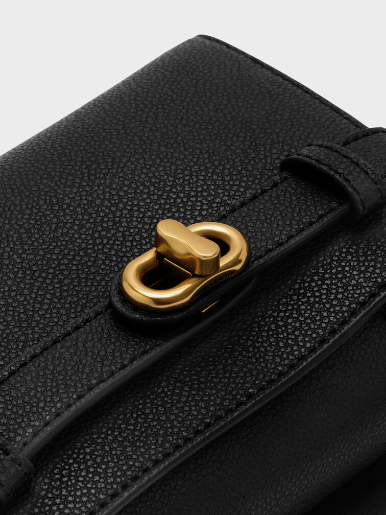 حقيبة أوبرييل بمقبض علوي وإبزيم معدني لامع, أسود, hi-res