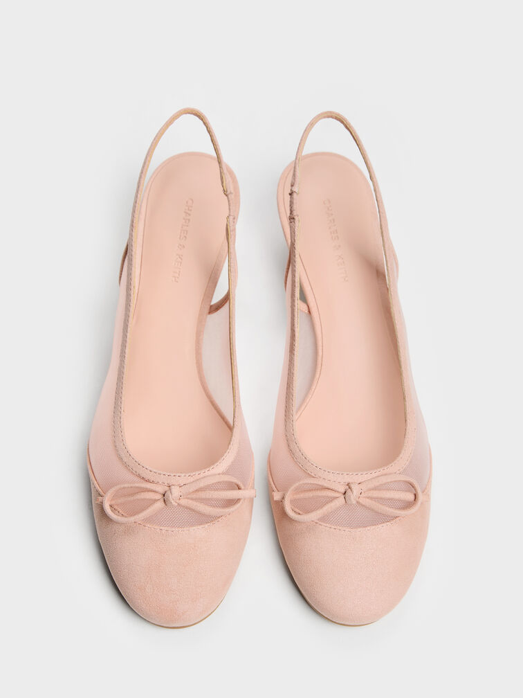Mulligan Mesh Bow Slingback Pumps, Blush, hi-res