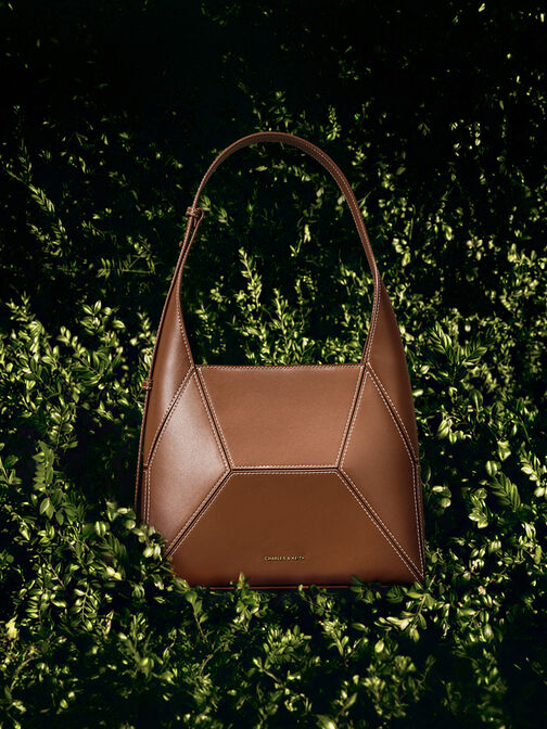 Nasrin Geometric Hobo Bag, Chocolate, hi-res