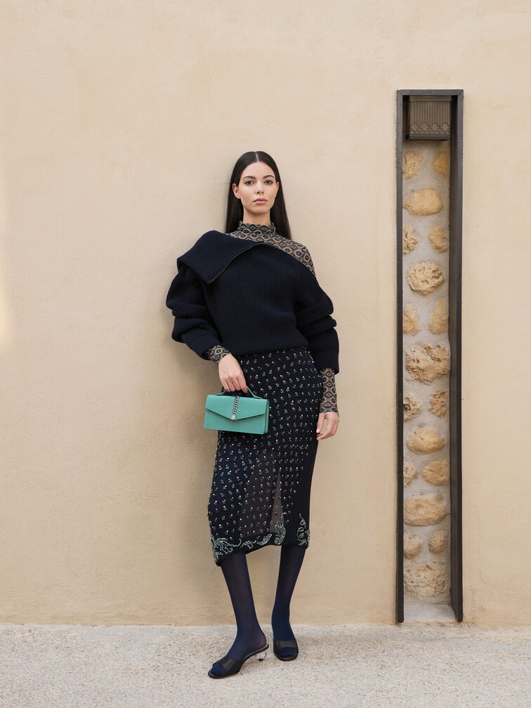 حقيبة تايزيا صغيرة من الساتان بمقبض سلسلة, شرشيري, hi-res