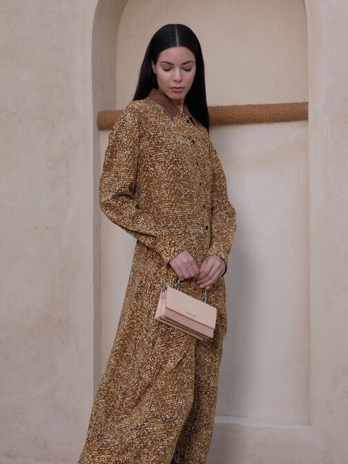 محفظة كريستين بسلسلة وتصميم لامع, وردي, hi-res