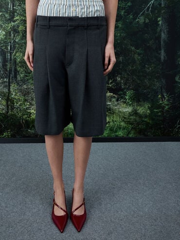 حذاء بامبس وين سلينجباك بكعب منحوت وإبزيم لامع, أحمر, hi-res