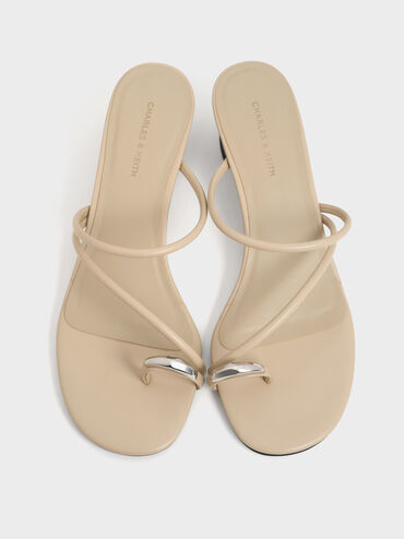 Toe-Ring Strappy Heels, Taupe, hi-res