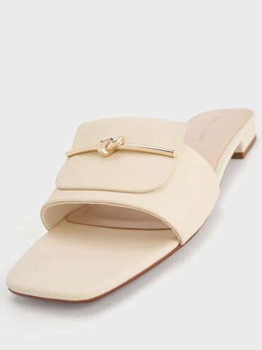 صندل مفتوح سهل الارتداء مزين بعقدة أنيقة, أبيض طباشيري, hi-res