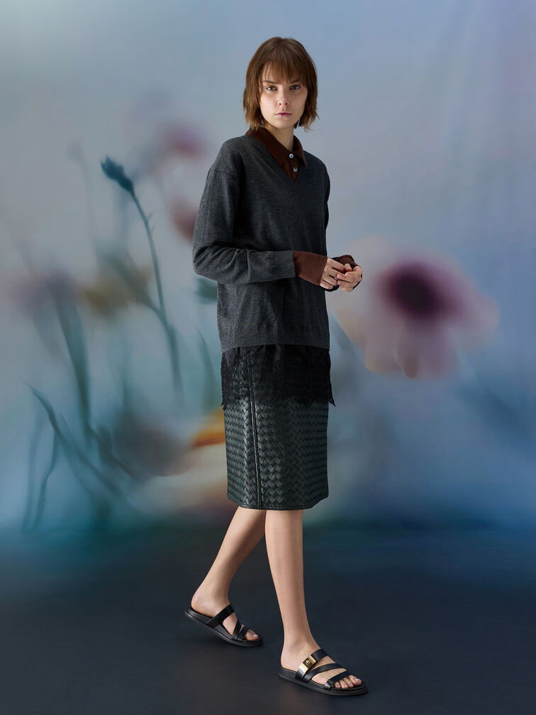 صندل أيلين بسيور وإبزيم ميتاليك, أسود, hi-res