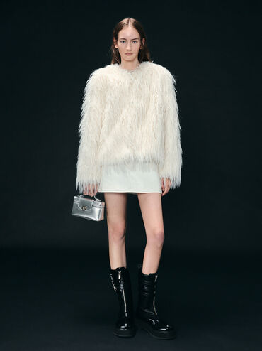 حقيبة زينة أروين مزودة بذراع علوية بلمسة معدنية, فضي, hi-res