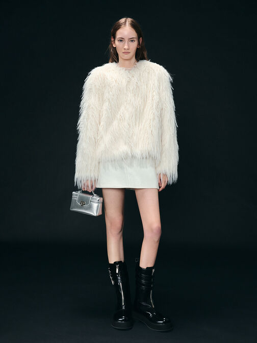 حقيبة زينة أروين مزودة بذراع علوية بلمسة معدنية, فضي, hi-res