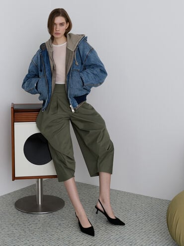 أحذية روثي سلينغ باك بكعب (بامبس) من الجلد السويدي الصناعي, أسود خشن, hi-res