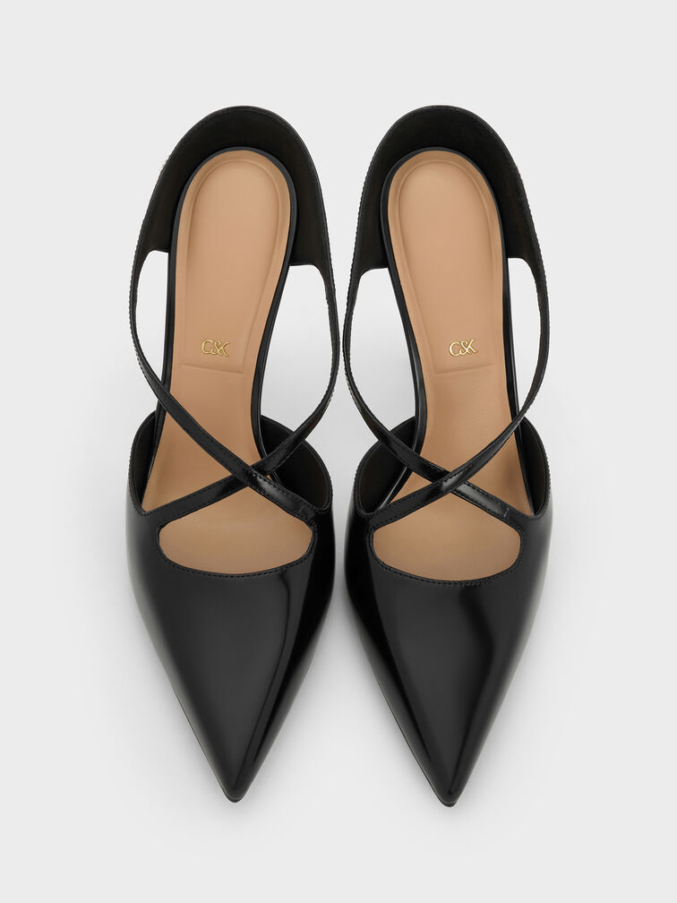 أحذية مولز كايرا من الجلد بأحزمة متقاطعة وكعب ستيليتو رفيع, صندوق أسود, hi-res