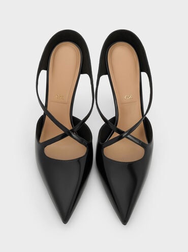 أحذية مولز كايرا من الجلد بأحزمة متقاطعة وكعب ستيليتو رفيع, صندوق أسود, hi-res