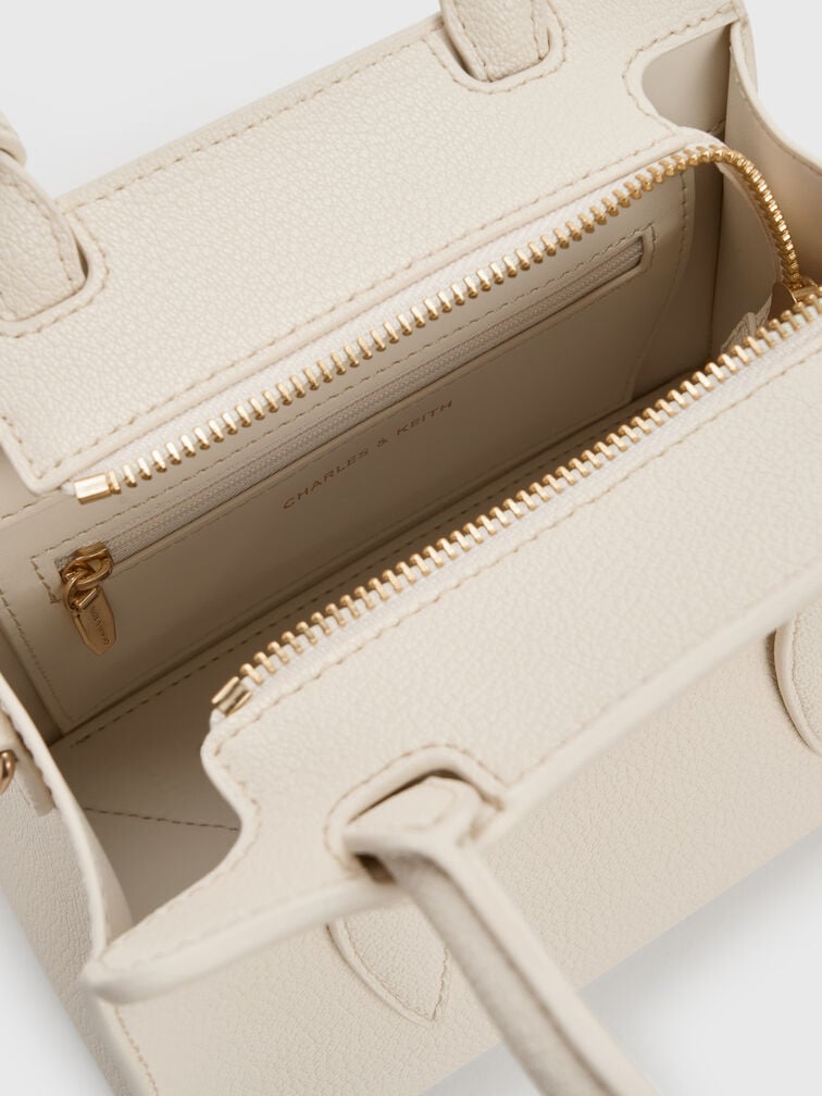 حقيبة توت من ألين بتصميم متماسك على شكل شبه منحرف, كريمي, hi-res