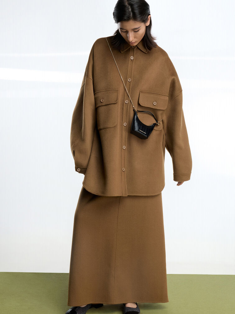 حقيبة أوغستين مايكرو بمقبض سلسلة وتأثير جلد الأنقليس, أسود, hi-res