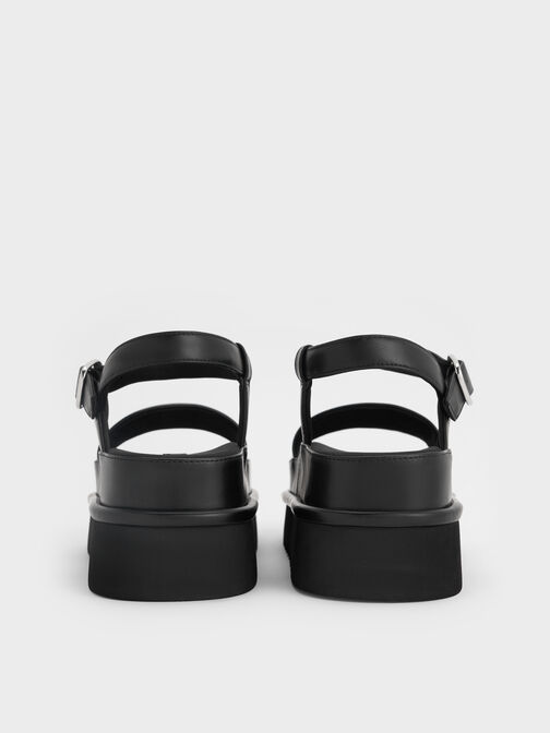 Flatform Sandals, Black, hi-res