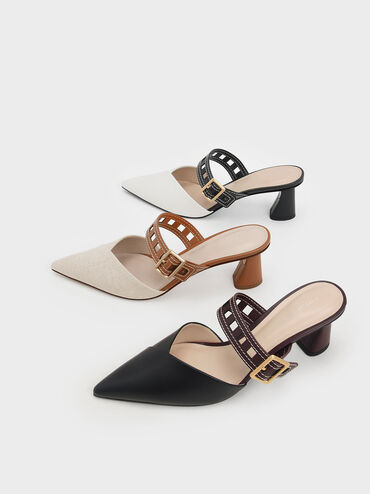 Sepphe Cut-Out Strap Heeled Mule Pumps, Caramel, hi-res