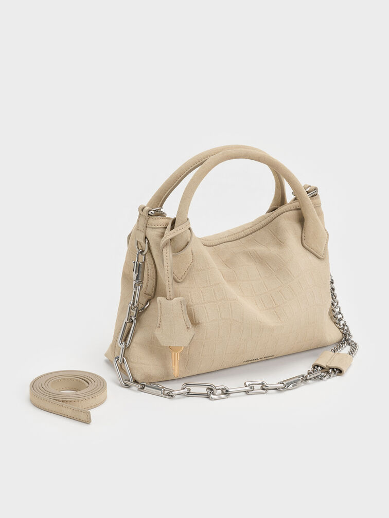 Mini Delfina Chain Tote Bag, Dusted Oat, hi-res