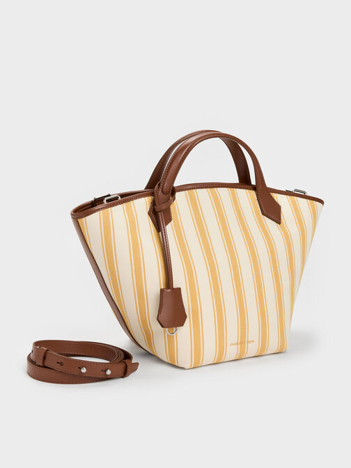 شنطة توت إيفانا كبيرة كانفاس مخططة, Butterscotch Yellow, hi-res