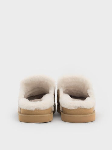 حذاء بلاتفورم بفرو معاد التدوير, رملي, hi-res