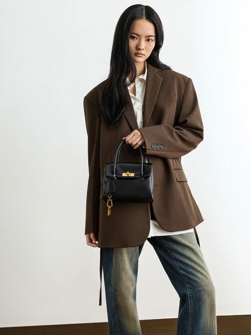 Mini Kerry Turn-Lock Tote Bag, Black, hi-res