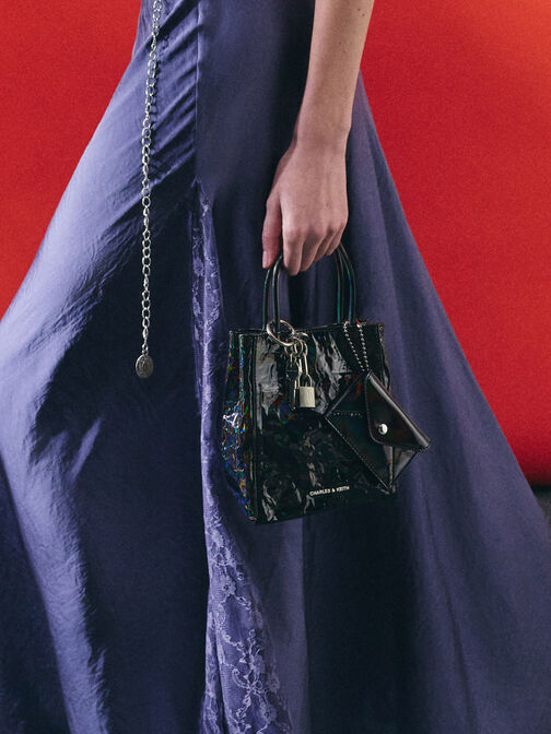 تعليقة على شكل قفل ومفتاح, فضي, hi-res