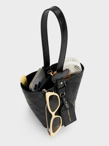 حقيبة باكيت ديو مبطنة بسلسلة, أسود, hi-res