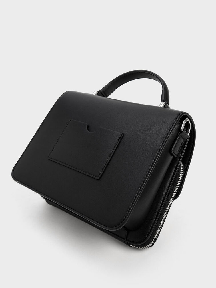 Octavia Front Flap Top Handle Bag, Noir, hi-res