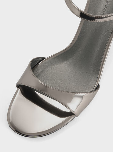 Betty Metallic Block-Heel Sandals, Pewter, hi-res